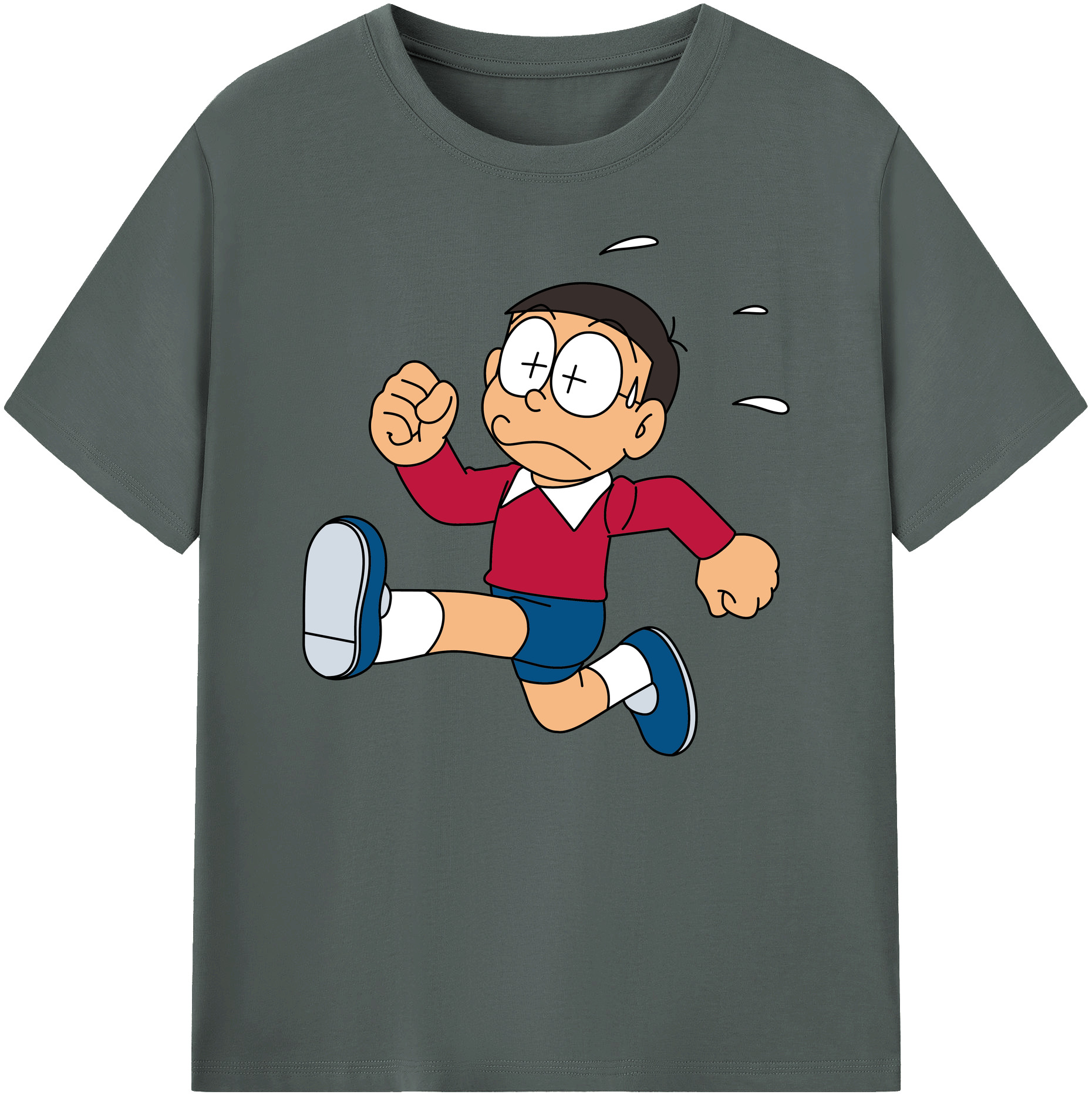 （画像用） ドラえもん 野比 のび太 Doraemon Nobita Nobi 綿100％ メンズ半袖Tシャツ｜肌触りやわらか＆通気性